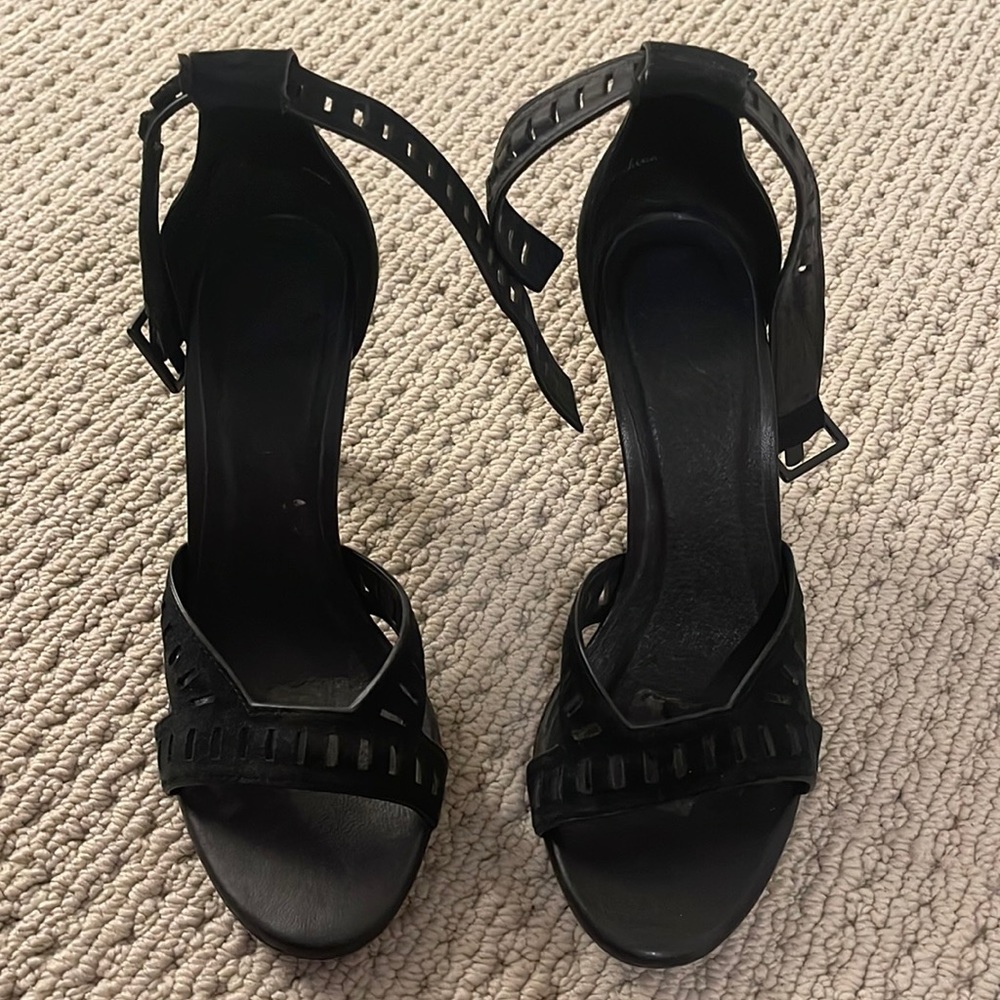 Joie Black Suede Heels Caged Sandals